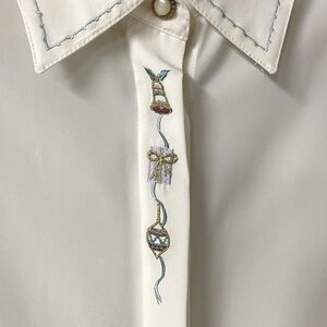Embroidered Cream Christmas Blouse by KORET 12